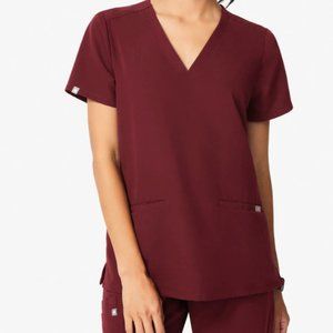 Figs Casma Three-Pocket Scrub Top- Burgundy